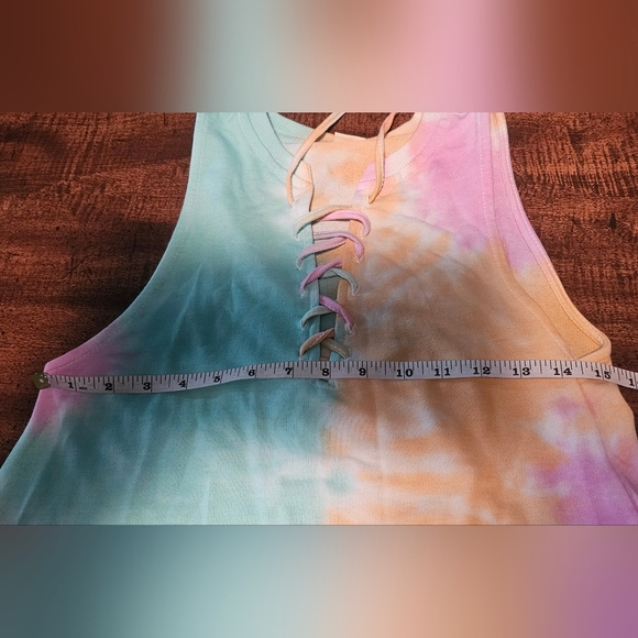 Lagaci Tye Dye Terry Dress Swimsuit Cover Summer Pink Green Orange Med - Picture 10 of 11